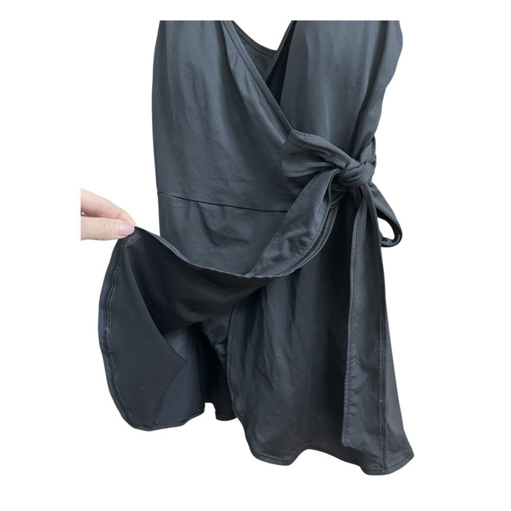 Lands End Wrap & Side Tie Swim Dress Swimsuit | 16W, Black - Picture 8 of 16